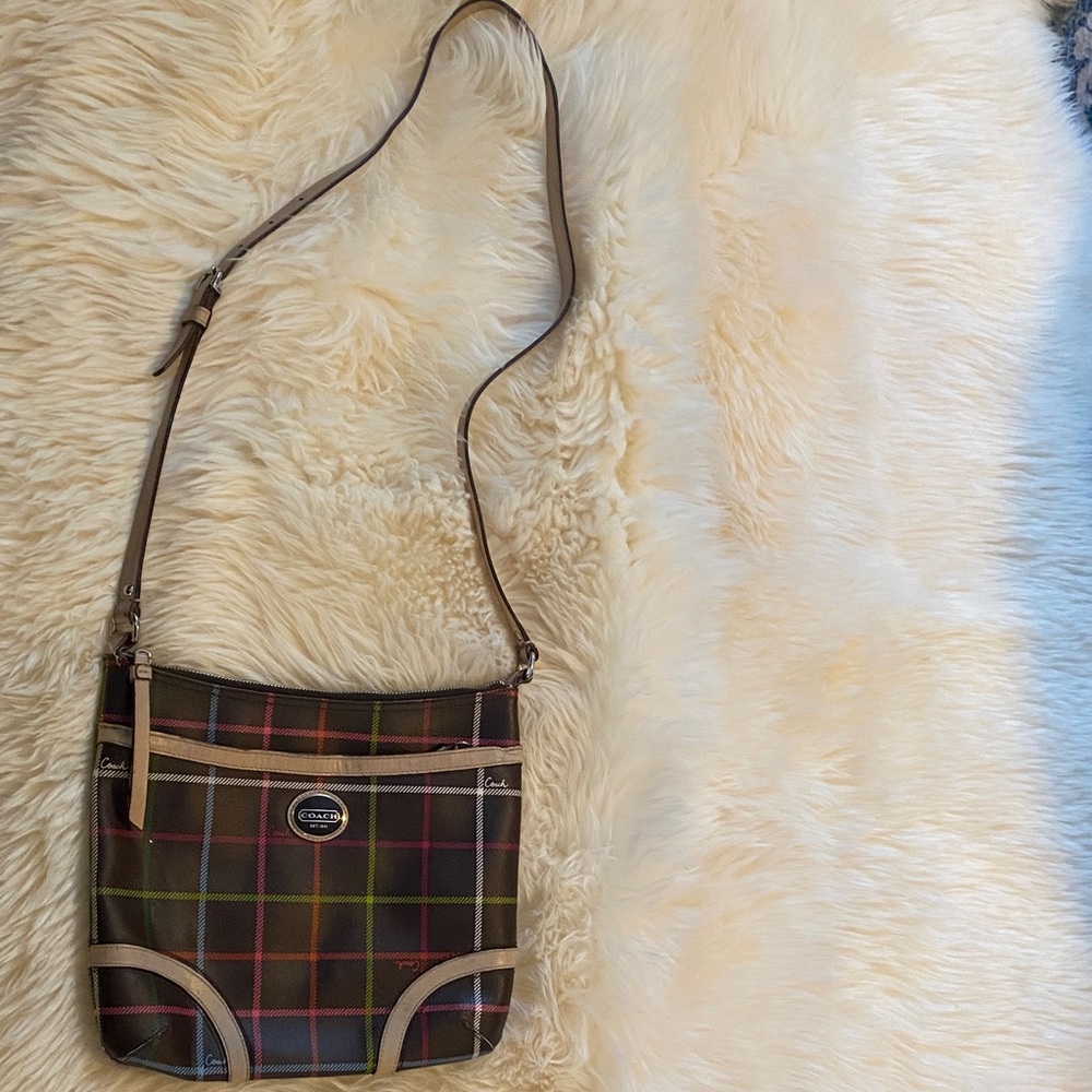 Coach Multicolor Plaid Crossbody Bag